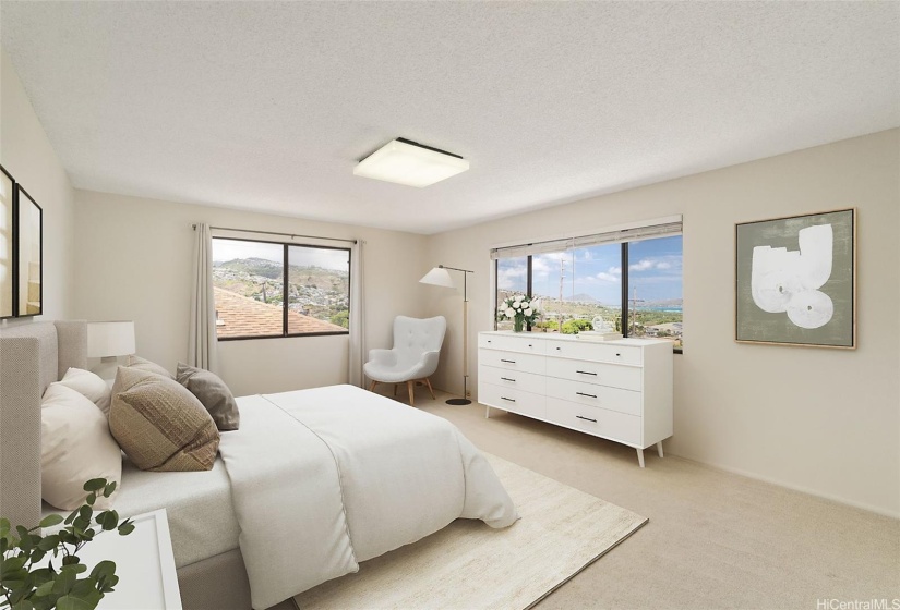 Virtually staged. Bedroom 2 (master)