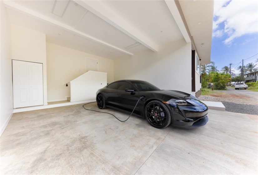 High ceiling carport with 30 amp EV Charger