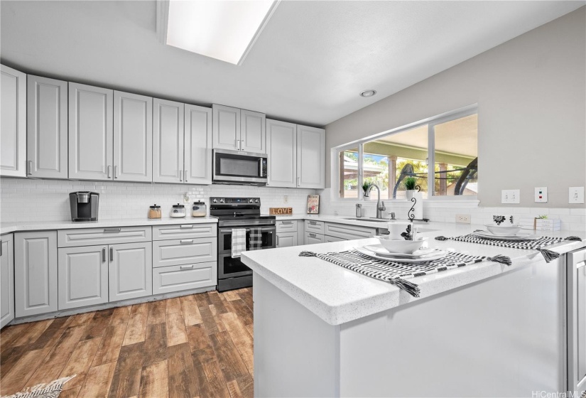 Kitchen with stainless steel appliances