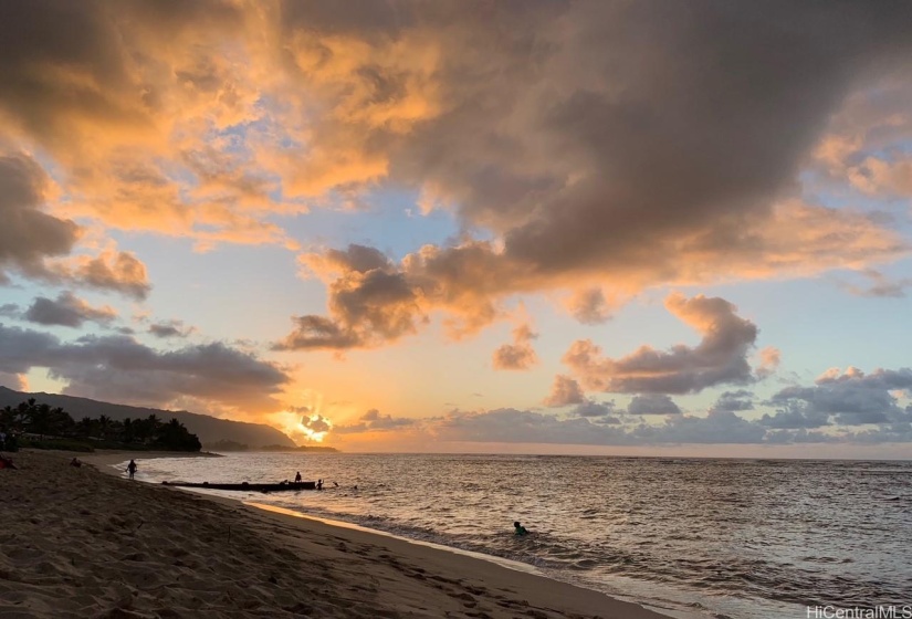 Sunset views of the nearby beach