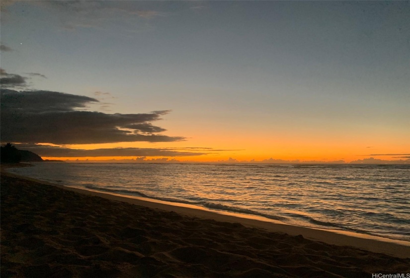 Sunset views of the nearby beach