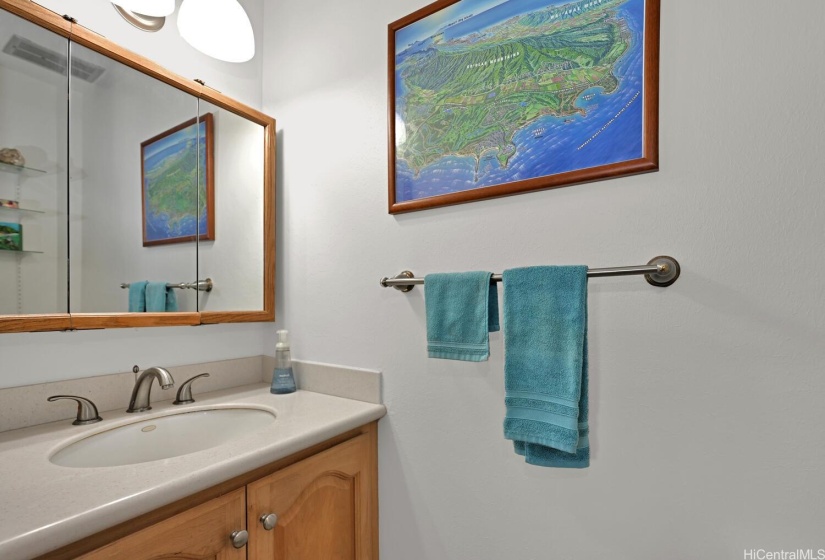 Upstairs bathroom attached to main bedroom