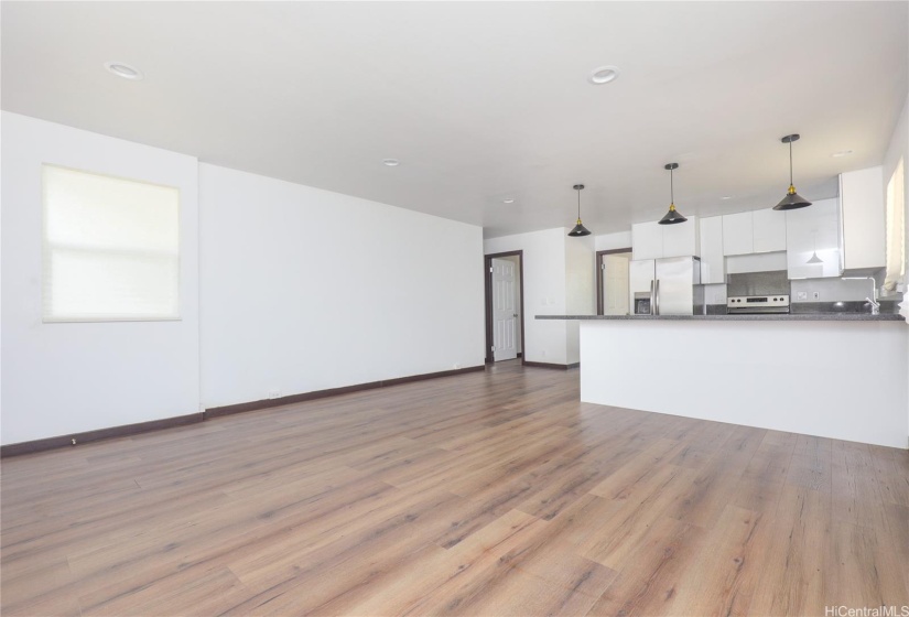 large open kitchen and living area