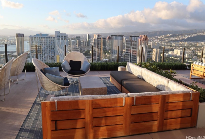 Relax and Enjoy the Gorgeous Views from multiple seating arrangements on this 42nd Rooftop Lanai