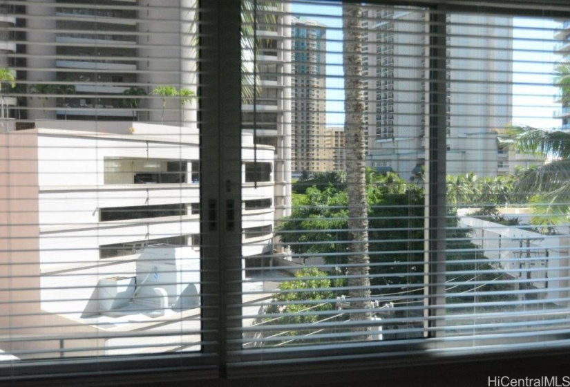 Enclosed lanai with double pane windows, screens and blinds