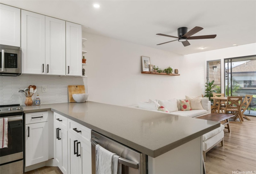 Open concept kitchen with lots of counter space