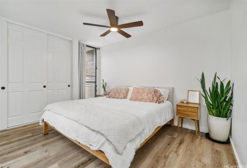 Spacious primary bedroom, shown with King Size Bed