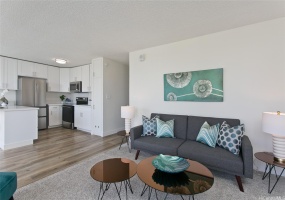 Living room looking at kitchen