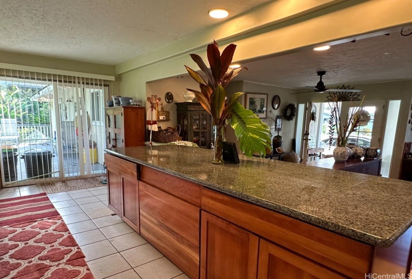 Large open Kitchen with sliding door out to back Lanai