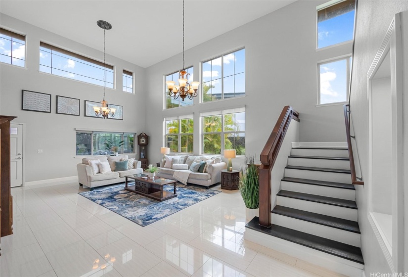 Another view of the formal living room. Upper and lower windows bring lots of natural light