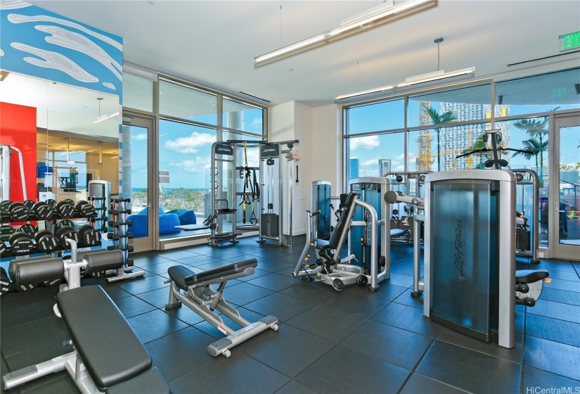 Spacious climate-controlled gym.