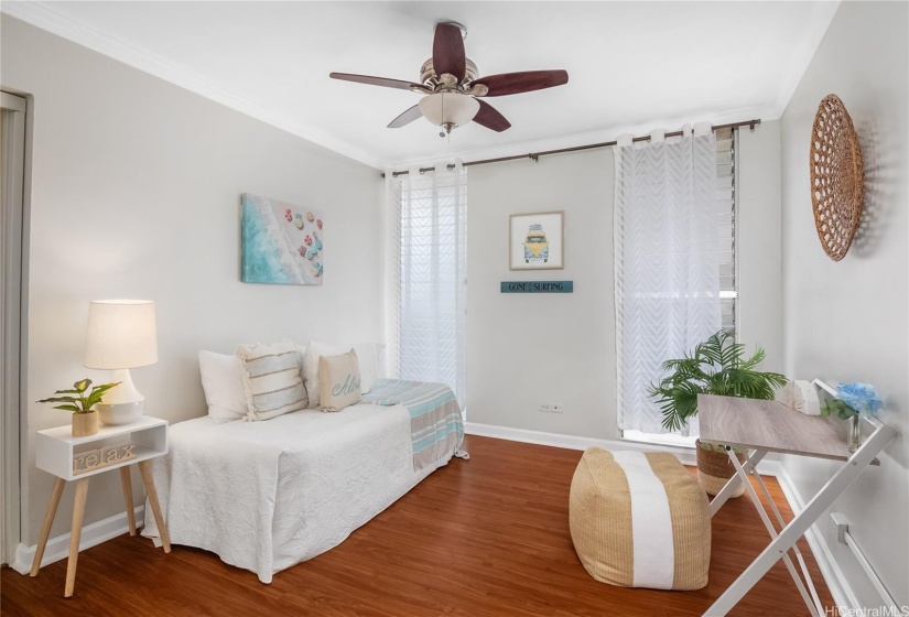 Bathroom #2 with Ceiling fan and windows