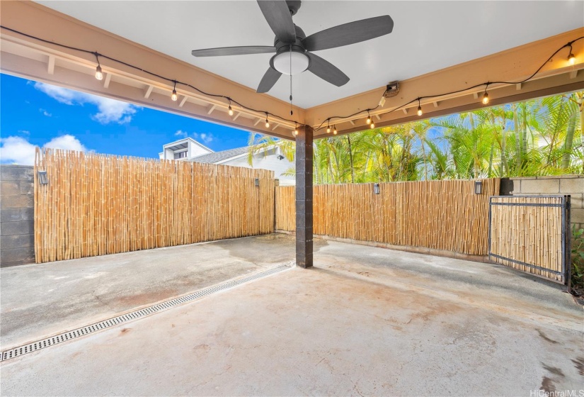 A covered lanai perfect for gatherings.