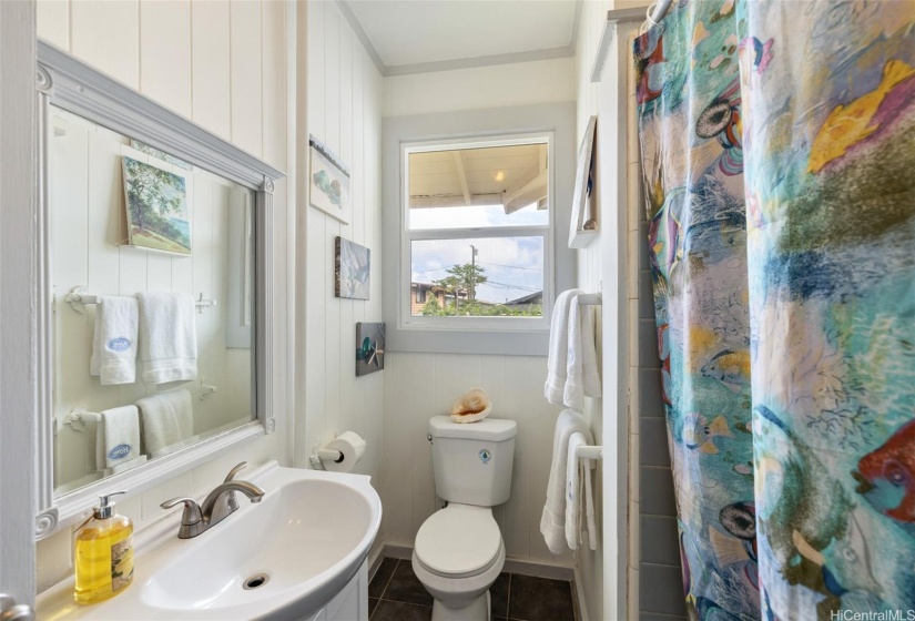 Bathroom has had a recent partial remodel. New vanity/sink, toilet and tub was just re-glazed.