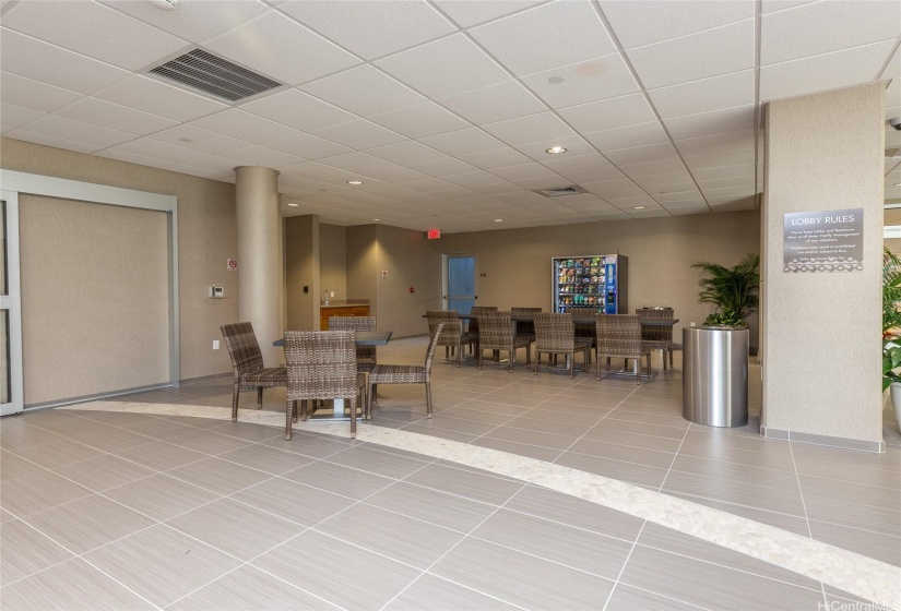 Cool and inviting lounge area in the lobby.