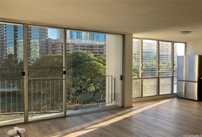 Living Room overlooking the Ala Wai Canal