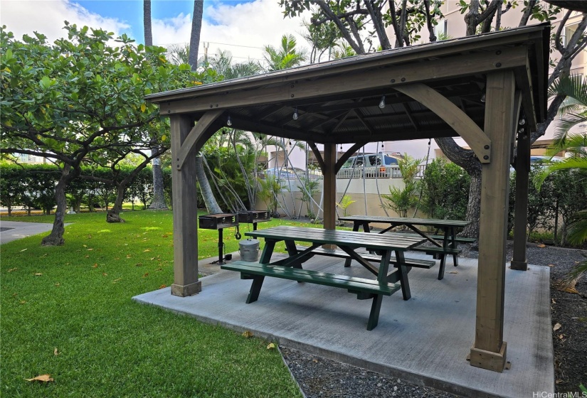 BBQ area under the gazebo.