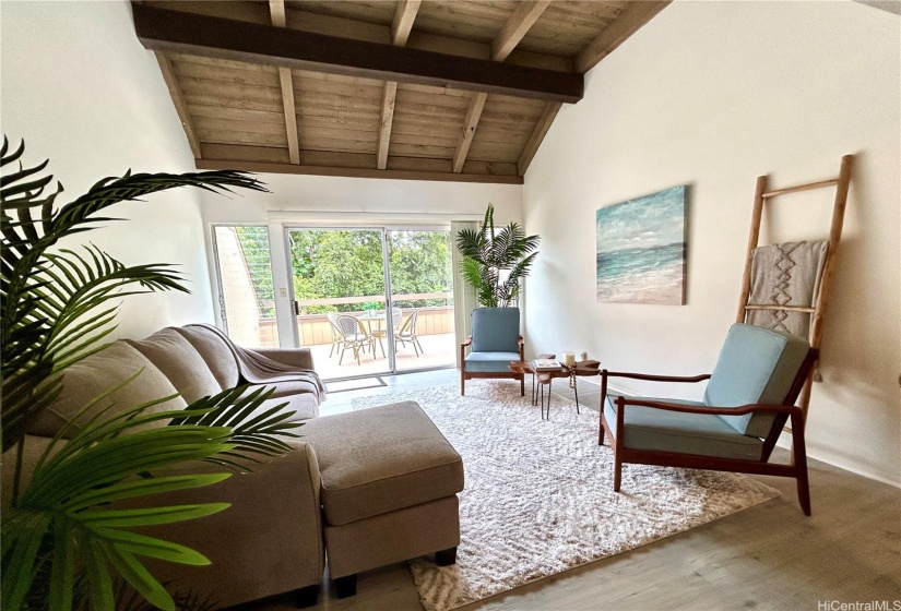 Vaulted ceiling with lots of natural light