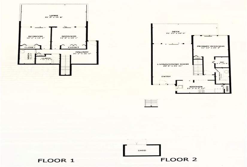 “Floor 2” = main (entrance) level“Floor 1” = downstairs (backyard lanai) level