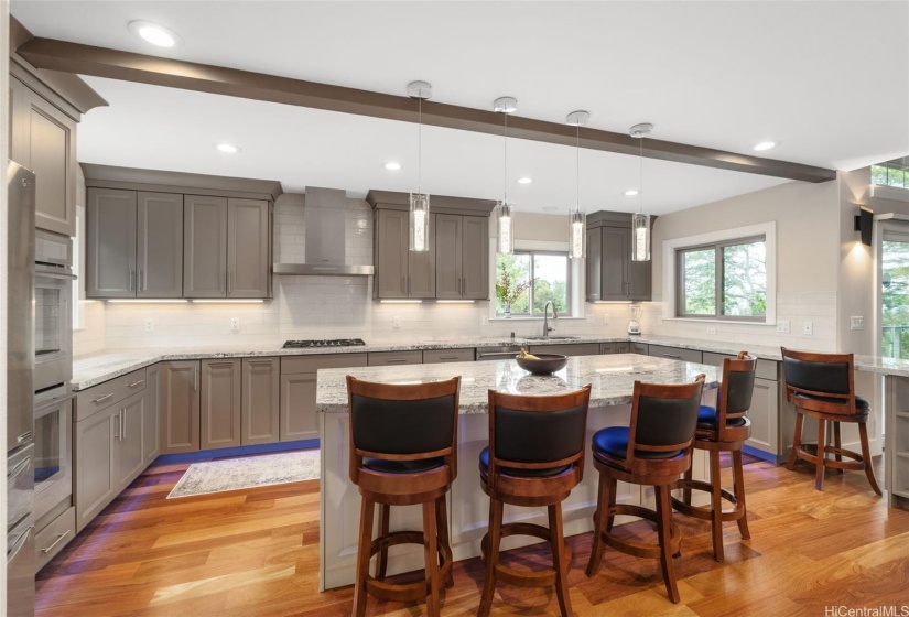 High-End Appliances in this huge gourmet kitchen.