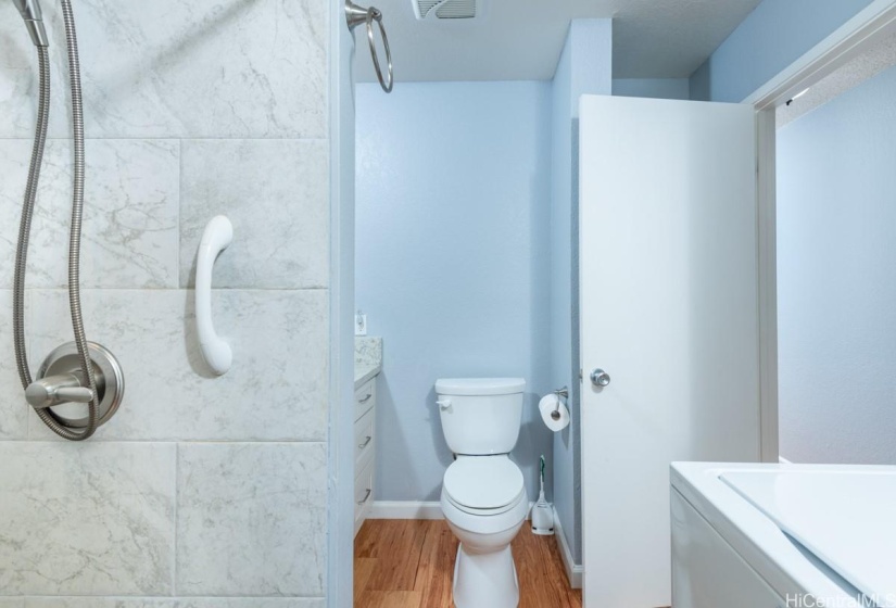 Shower stall in Bathroom.