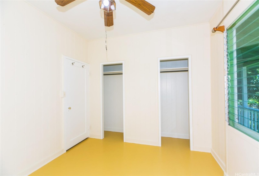 Two separate closets in the primary bedroom