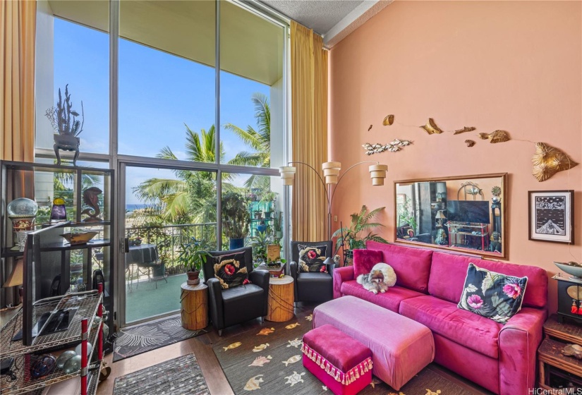 Tall windows create a wonderful living space