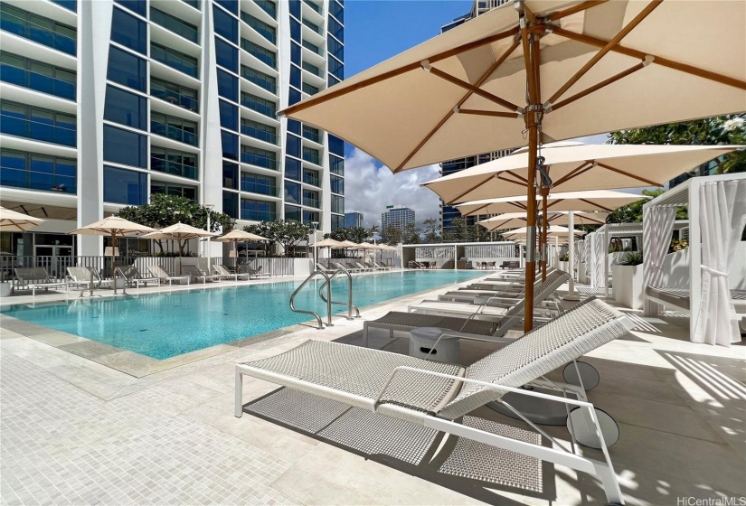 Spacious resort-style pool deck.