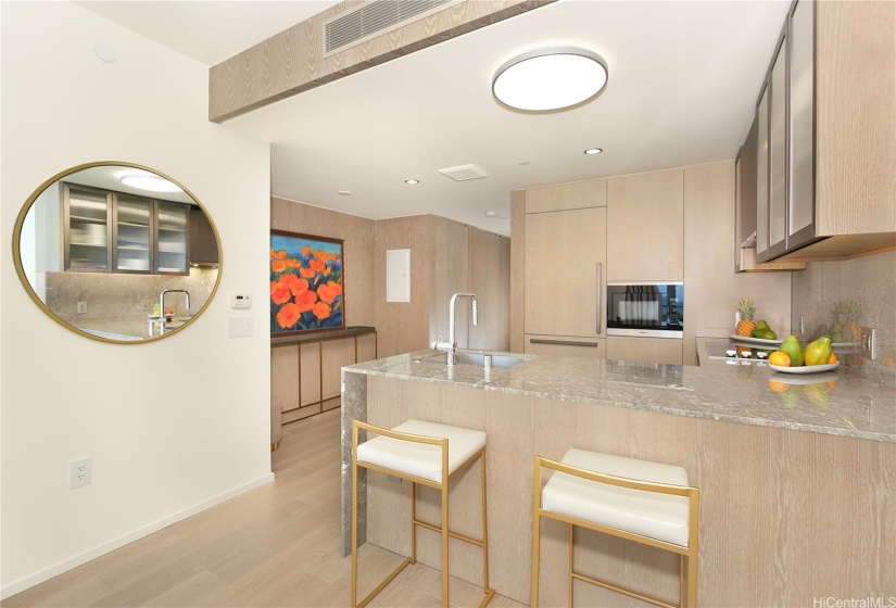 Kitchen facing living room.