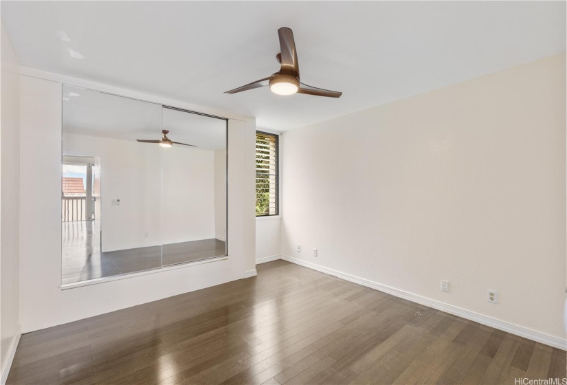 Large bedrooms with updated fans and closet space