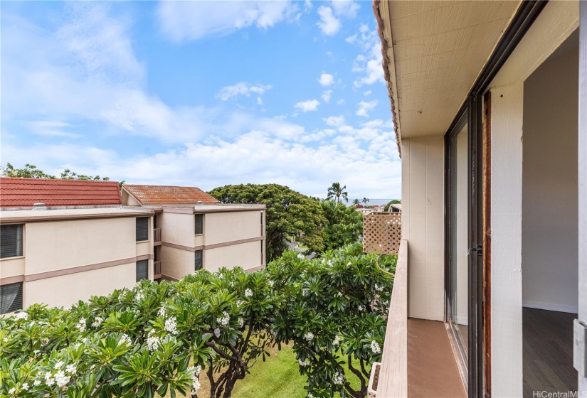 View from the lanai with the ocean in the distance