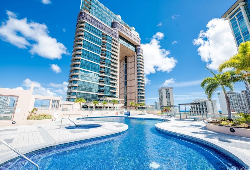 pool 1 , Jacuzzi and the condo building