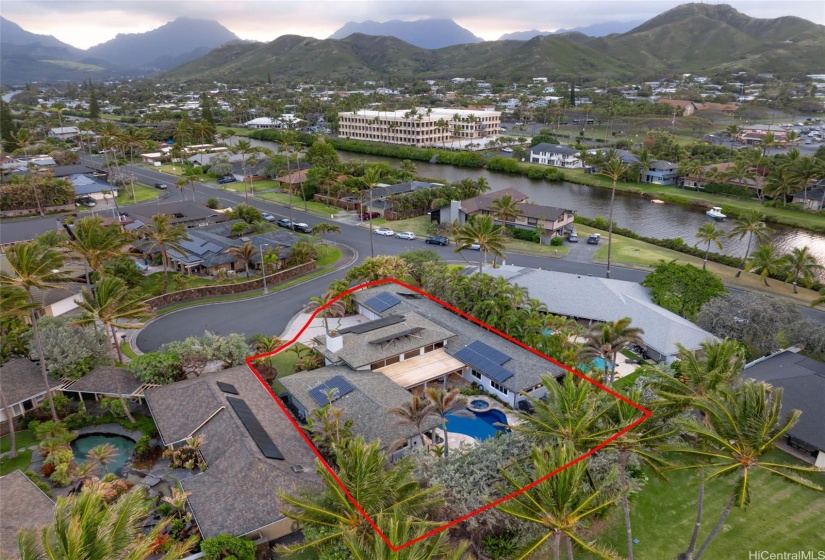 Pool perfectly positioned between the two wings of the home, providing separation and privacy