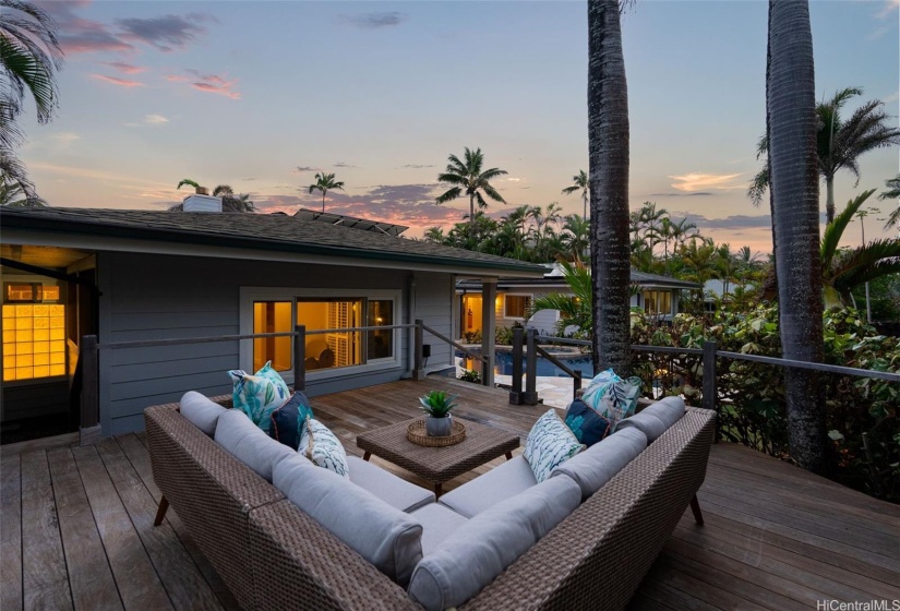 Elevated sundeck offers some views of the ocean