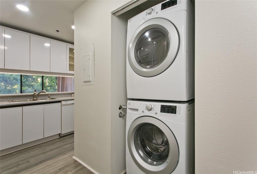 The convenience of a full size front loading washer and dryer in the unit