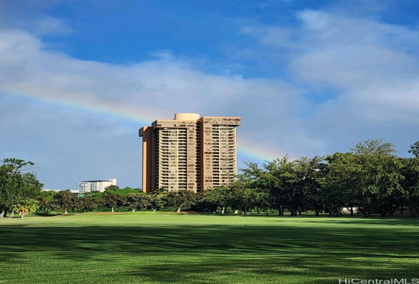 View of Plaza Landmark from the golf course