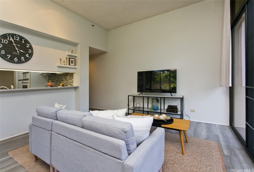 Living room with the kitchen view