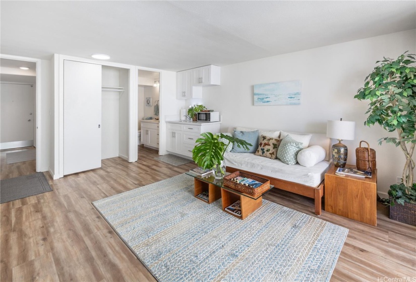 Studio with view toward entry hall