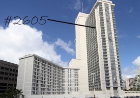 05 Stack, high floor, located near the corner of the Hotel.  Private lanai.