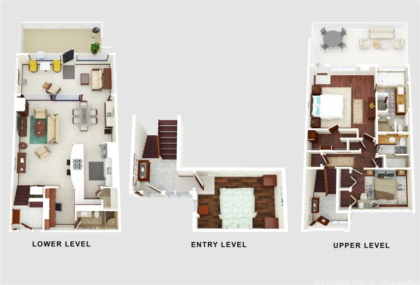 Enhanced - 3D Floor Plan with virtual staging. Sizes and Dimensions are Approximate. Actual may vary.