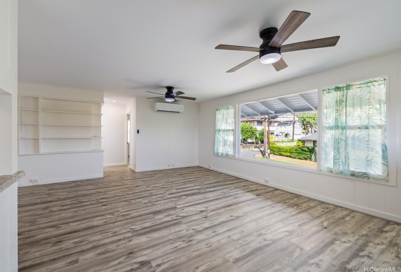 Spacious open floor plan with split A/C