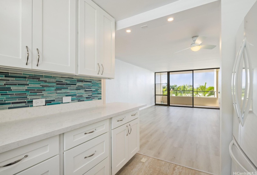 View from Kitchen to Lanai and coastline