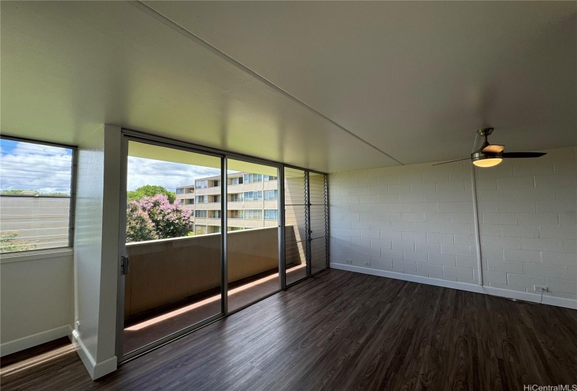 View of living room from dining area