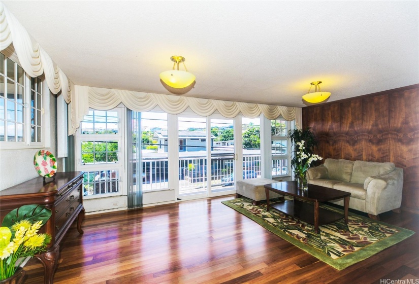 Plenty of natural light, with a walk out balcony to enjoy the views of Moanalua.