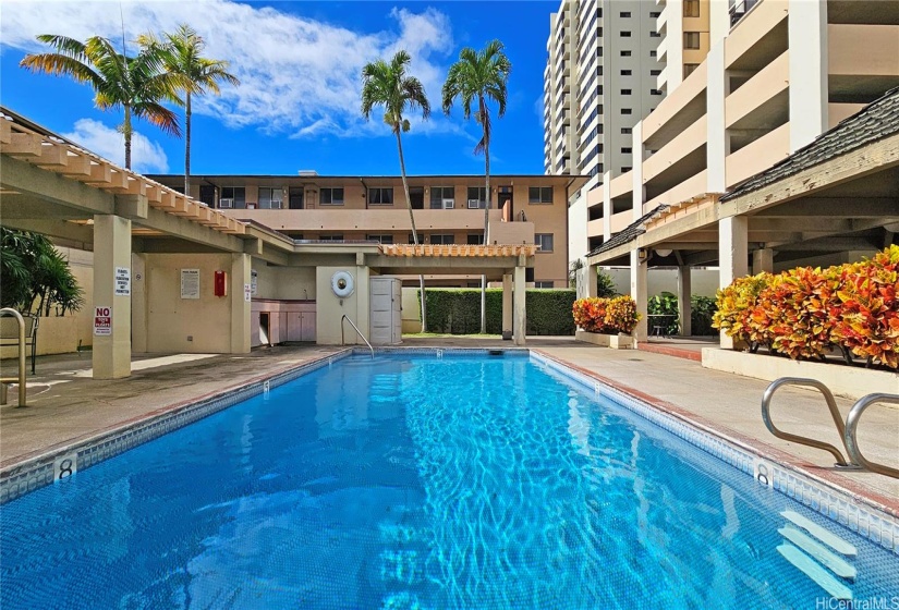 Heated pool.