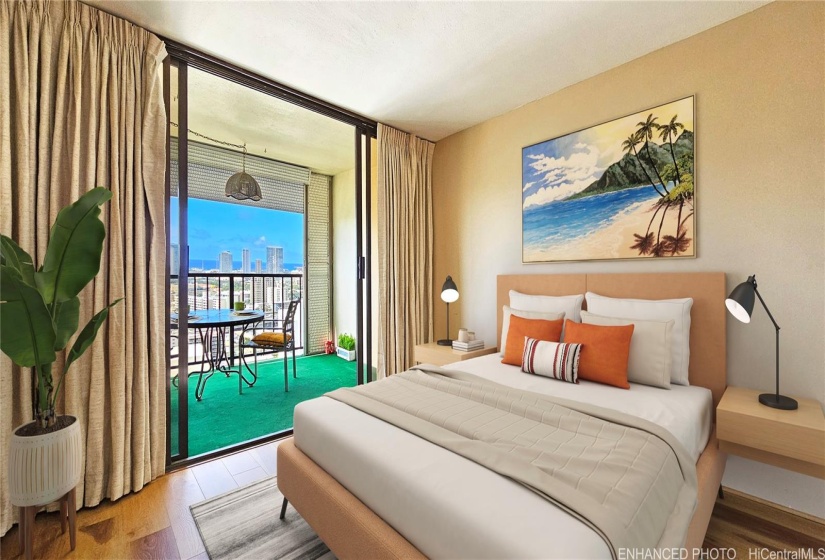 Wake up to  stunning views! Enhanced, Virtually Staged photo.