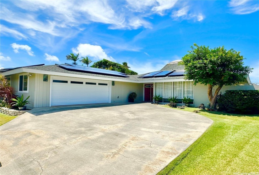 Front exterior with oversized garage