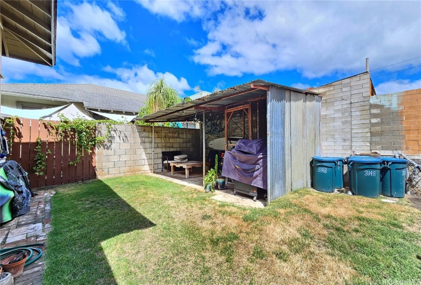 Back yard of single family dwelling.