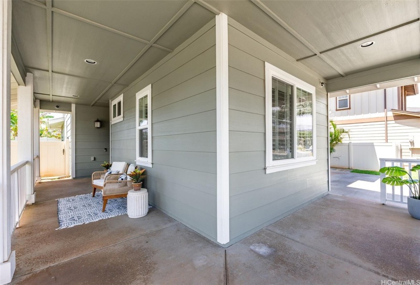 Large covered lanai at the front of the home