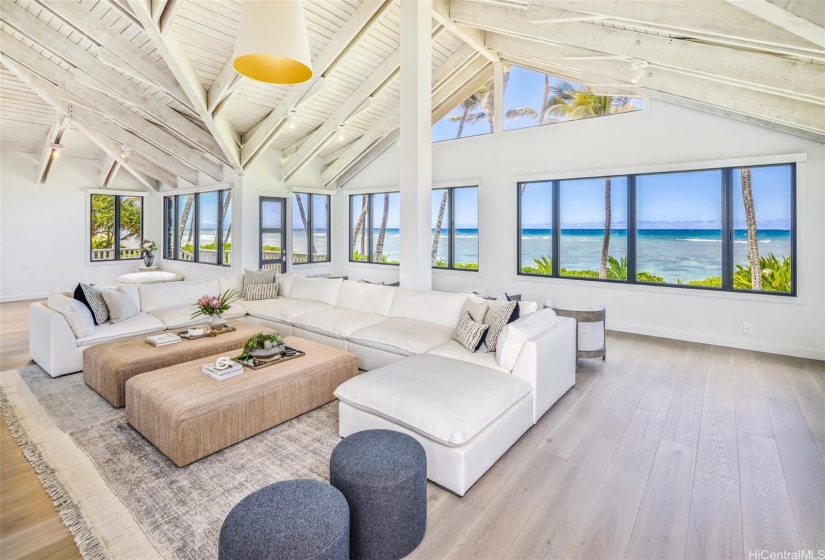 Stunning living room overlooking the ocean.